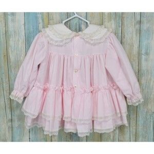 Vintage Bryan Girls 18M Pink Lace Layered Full Circle Party Ruffles RARE